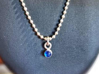 Cremation Kiln Fired Simple Blue Sterling Pendant