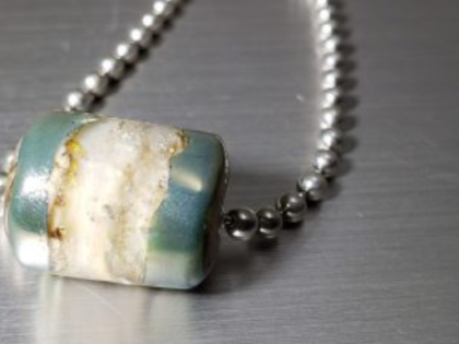 Cremation Torch Fired Green Long Bead