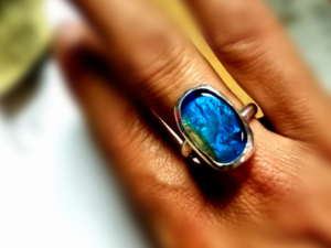 Cremation Kiln Fired Ocean Sterling Ring
