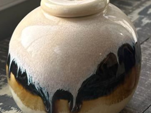 Small Artful Ceramic Urn (Short)