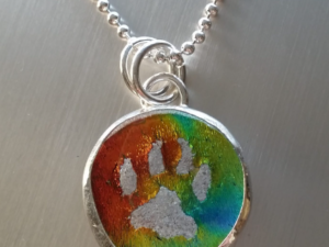 Cremation Paw Print Tie Dye Pendant