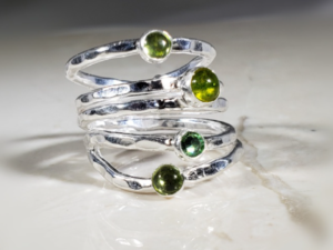 Cremation Kiln Fired Quad Stacked Fine Silver Ring