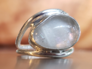 Cremation Kiln Fired Starry Fine Silver Ring